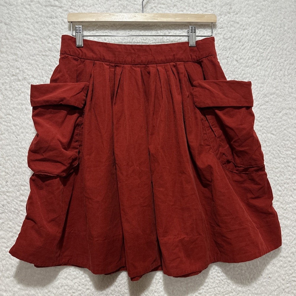 Anthropologie MAEVE Skirt Women's 6 Red Soft Corduroy Bubble‎ Pleated Skirt